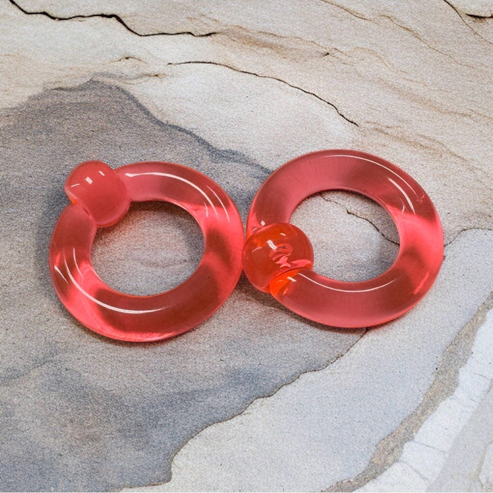Pair 2g 5/8 Pink Acrylic Captive Bead Rings - Body Piercing Jewelry